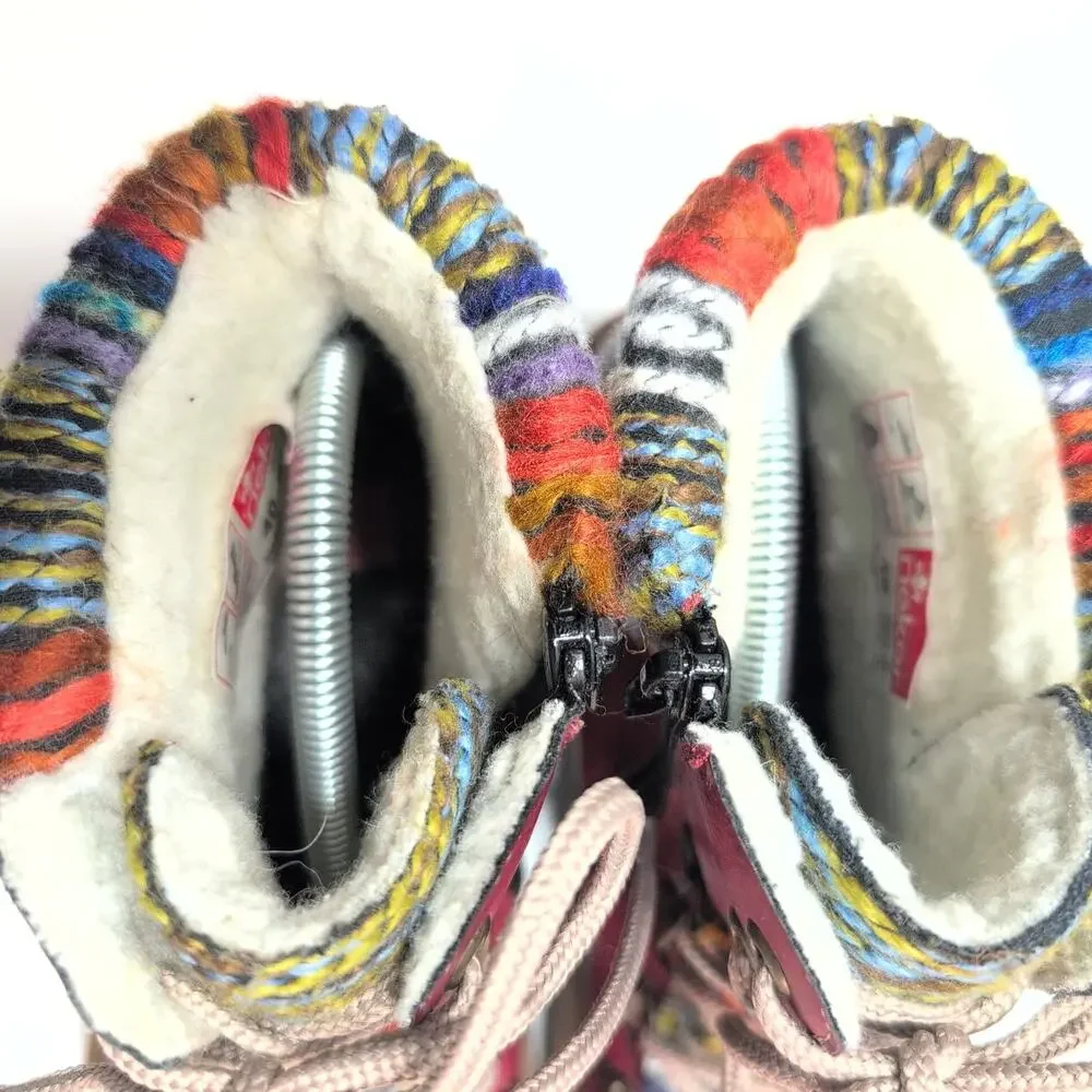 Rieker Felicitas Ankle Boots Red Sherpa Lined Side Zip Lace Up Women's 9 - Picture 5 of 8